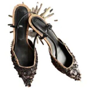 Zara sling back heels with sequins